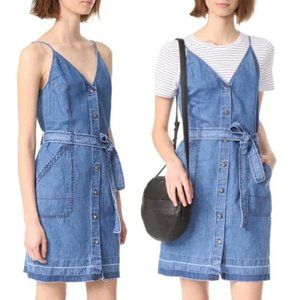 J Brand Carmela Chambray Denim Belted Button Front Mini Dress